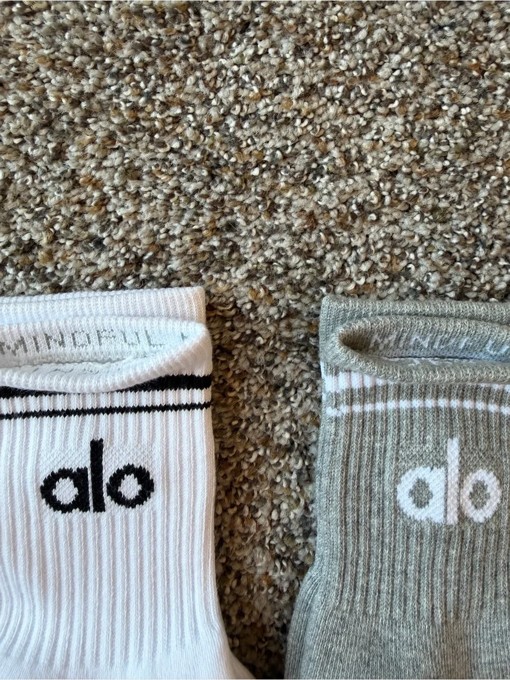 ALO Yoga Half Crew Socks - White & Gray 2 Pair set